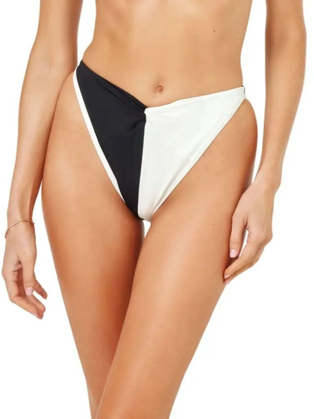 L*Space Bikini SET Size M Cardi Top & Jada Bottom Black Cream Colorblock NEW